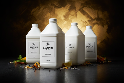 Balmain Paris 4-piece 1-gallon refill bundle — Shampoo, Conditioner, Body Wash, and Hand Wash for boutique hotels, luxury Airbnb, superyachts, and private aviation amenities"