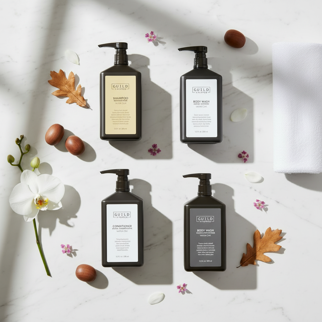 Guild+Pepper Complete Collection — Warm Oak Shampoo Conditioner Body Wash & Lotion