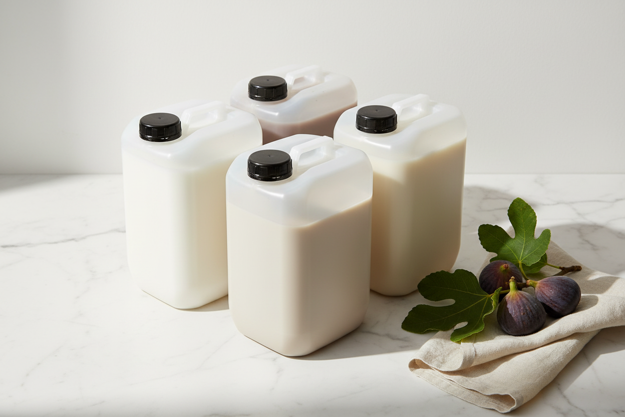 "Diptyque Philosykos 4-piece 5-liter refill set — Shampoo, Conditioner, Body Wash, and Body Lotion for Ritz-Carlton specification, boutique hotels, luxury Airbnb, superyachts, and private aviation amenity programs. Images are for reference only, actual product appearance may vary."