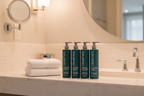 Crabtree & Evelyn Complete 4 piece  Hair & Body care set on  bathroom vanity