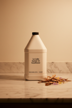 Le Labo Santal 33 1-gallon conditioner professional refill bottle on marble vanity — luxury hotel amenity supply for Fairmont, Park Hyatt, Airbnb STR, superyacht and private aviation