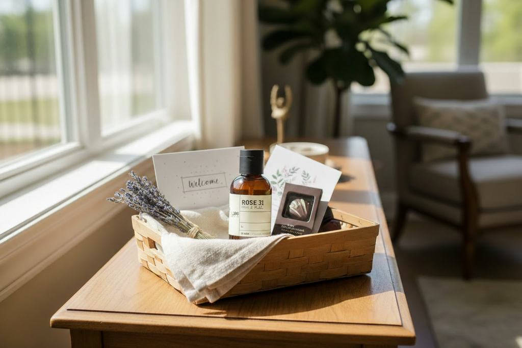Le Labo Rose 31 Travel Size Shower Gel 2 oz in a luxury short-term rental STR guest welcome basket