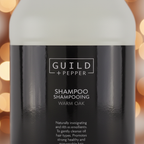 Guild+Pepper Warm Oak Shampoo label close-up