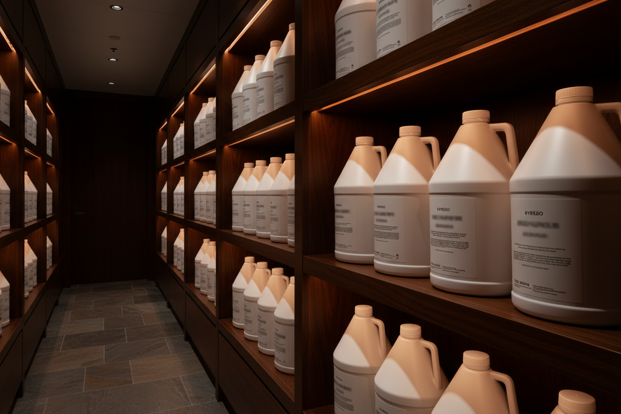 Le Labo Rose 31 gallon refill in luxury hotel supply room