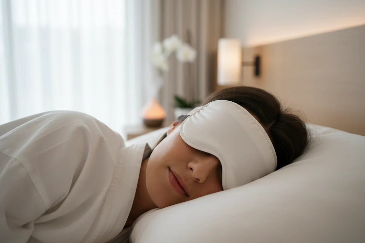 Luxury Eye Mask for outique hotels, luxury Airbnbs, short-term rentals, B&amp;Bs, glamping properties, yacht and private jet charters, executive housing, and any hospitality operator
